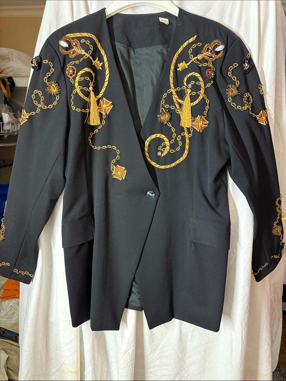 Vintage Neiman Marcus Embellished Black Women's Blazer Jacket